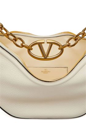 ivory white leather gold-tone hardware chain-link shoulder strap VLogo Valentino Garavani | 5W2B0Q42JDK098